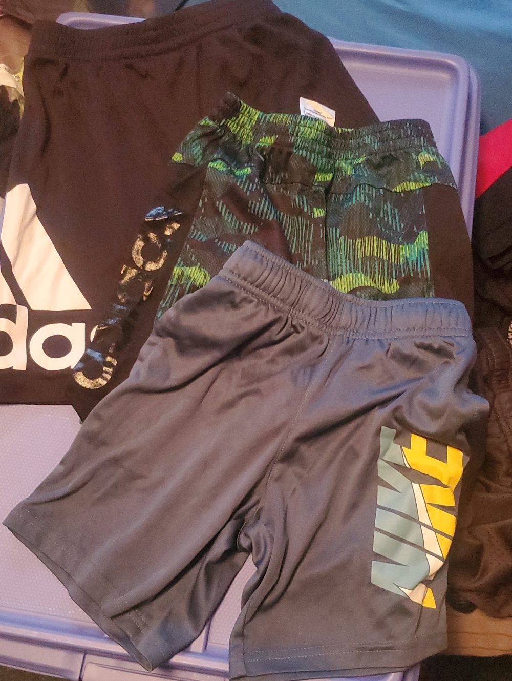 adidas & Nike Kids Black, Gray and Green Pattern Athletic Shorts Set